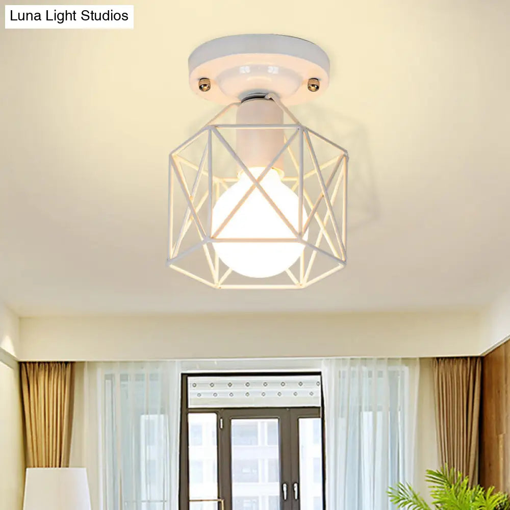 DecorBites™ DecorBites™ Minimalist Metal Frame Ceiling Mounted Light with White, Pink, and Green Accents - Ideal for Cloakroom