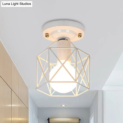 DecorBites™ DecorBites™ Minimalist Metal Frame Ceiling Mounted Light with White, Pink, and Green Accents - Ideal for Cloakroom