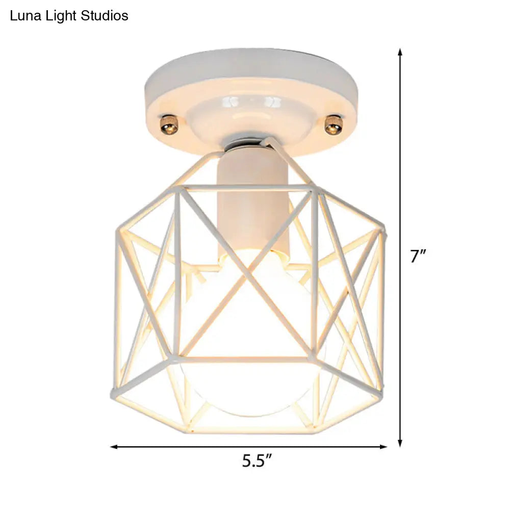 DecorBites™ DecorBites™ Minimalist Metal Frame Ceiling Mounted Light with White, Pink, and Green Accents - Ideal for Cloakroom