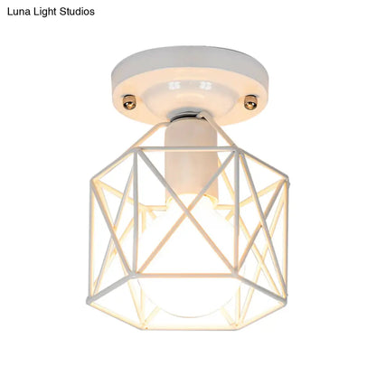 DecorBites™ DecorBites™ Minimalist Metal Frame Ceiling Mounted Light with White, Pink, and Green Accents - Ideal for Cloakroom