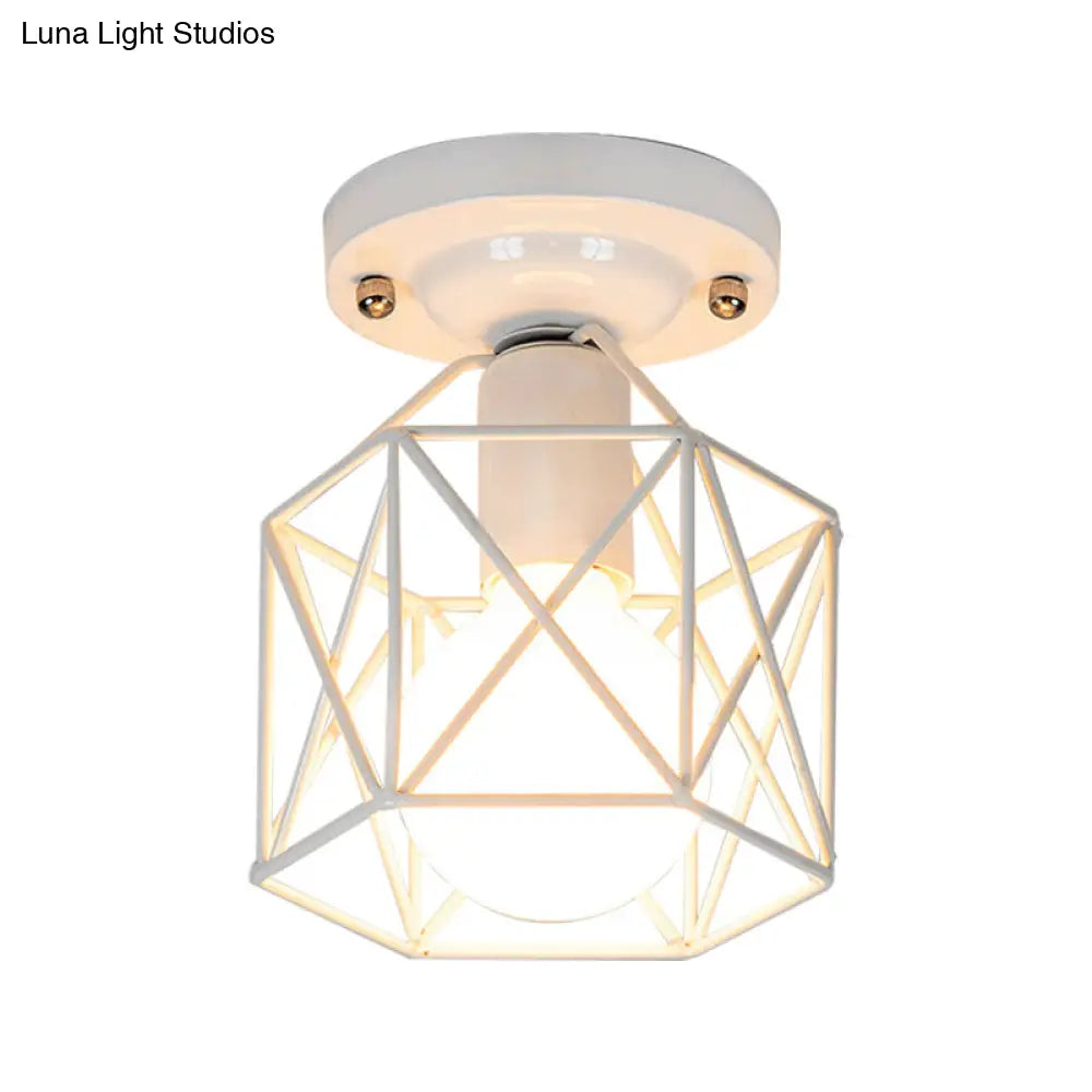 DecorBites™ DecorBites™ Minimalist Metal Frame Ceiling Mounted Light with White, Pink, and Green Accents - Ideal for Cloakroom