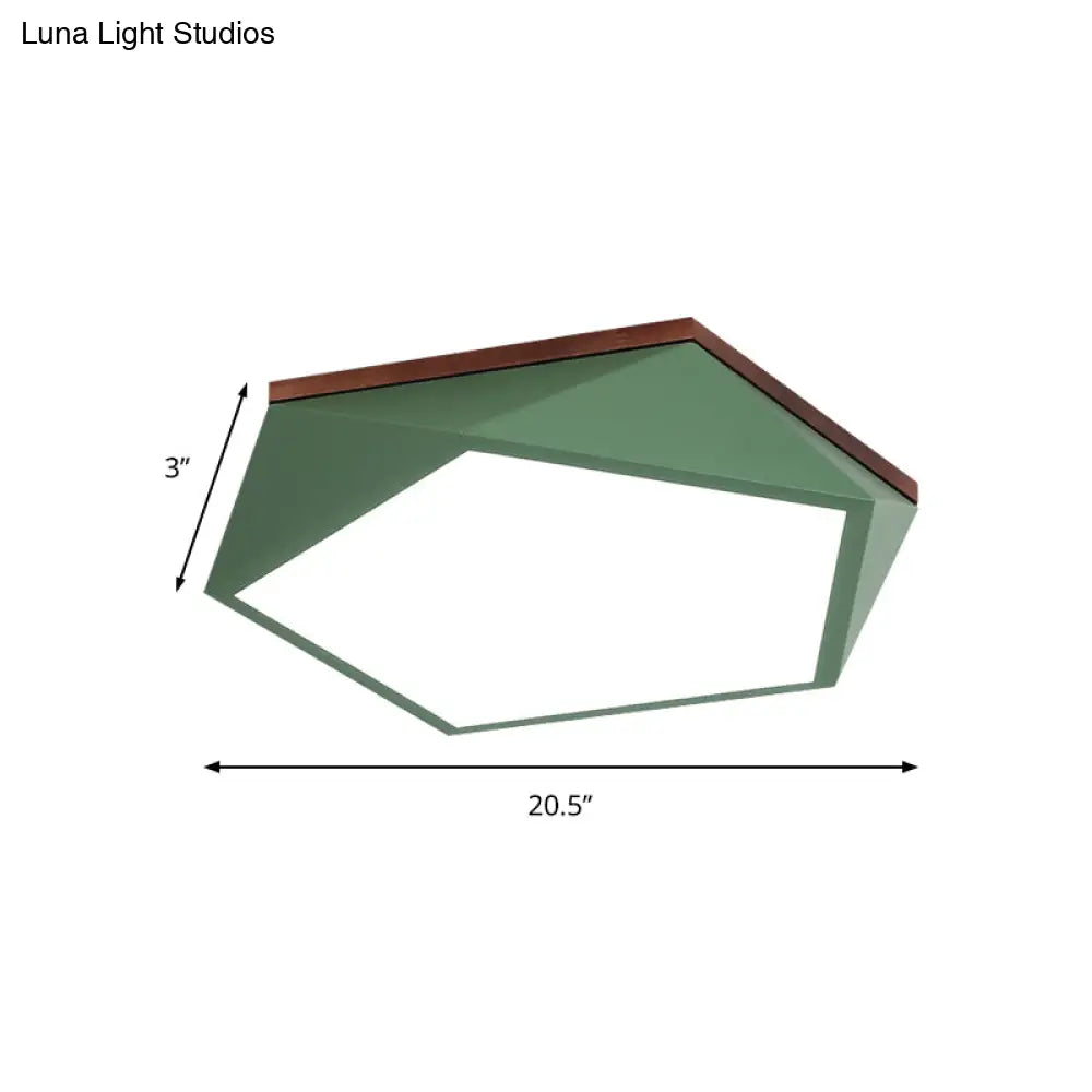 DecorBites™ DecorBites™ Minimalist Metal Green LED Flush Mount Ceiling Light with Acrylic Diffuser - 16.5"/20.5" Wide for Living Room