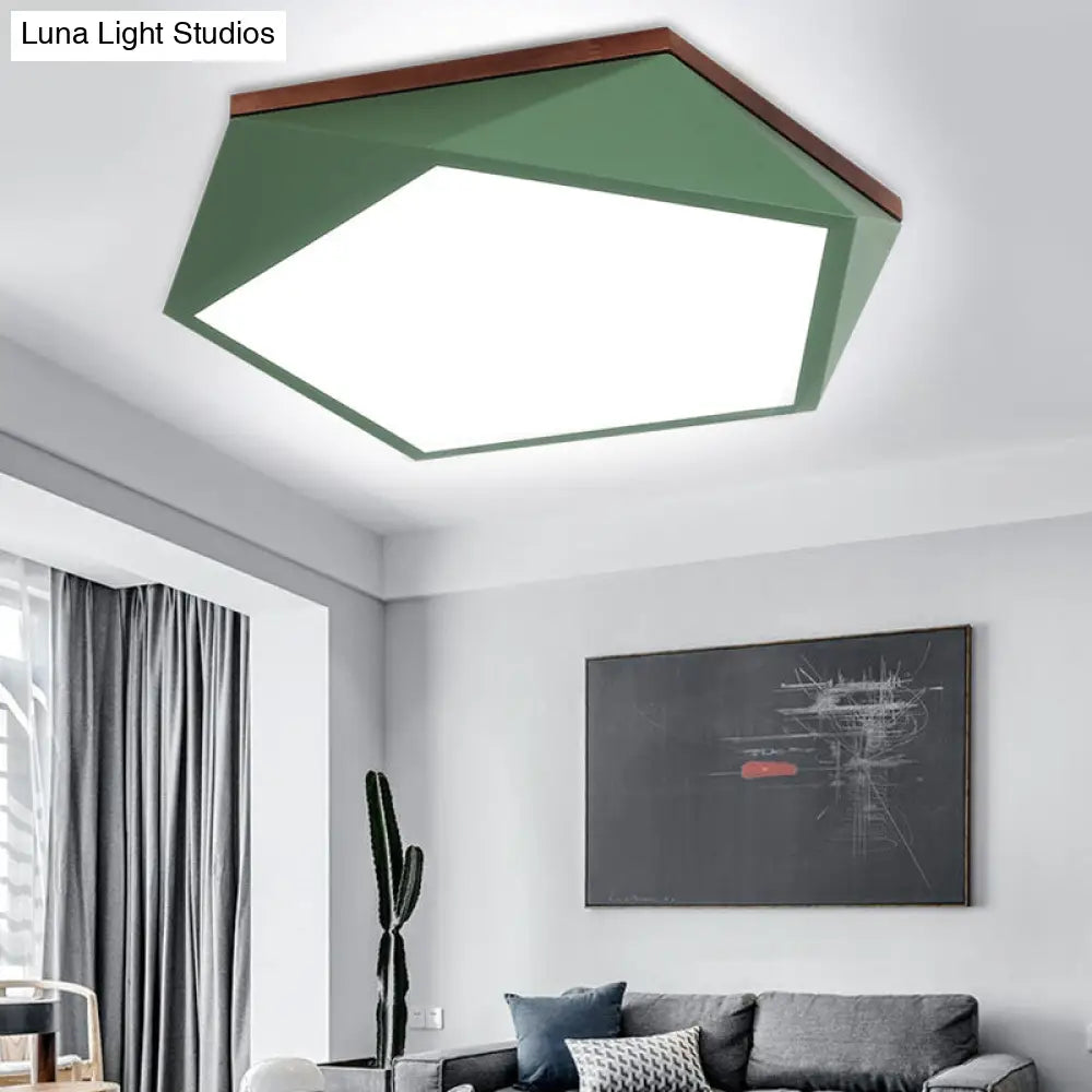 DecorBites™ DecorBites™ Minimalist Metal Green LED Flush Mount Ceiling Light with Acrylic Diffuser - 16.5"/20.5" Wide for Living Room