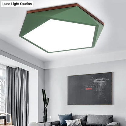 DecorBites™ DecorBites™ Minimalist Metal Green LED Flush Mount Ceiling Light with Acrylic Diffuser - 16.5"/20.5" Wide for Living Room