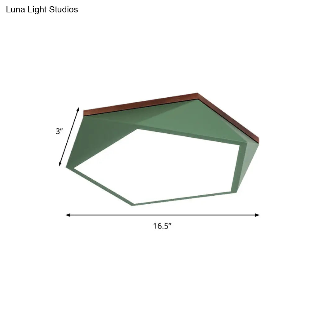 DecorBites™ DecorBites™ Minimalist Metal Green LED Flush Mount Ceiling Light with Acrylic Diffuser - 16.5"/20.5" Wide for Living Room