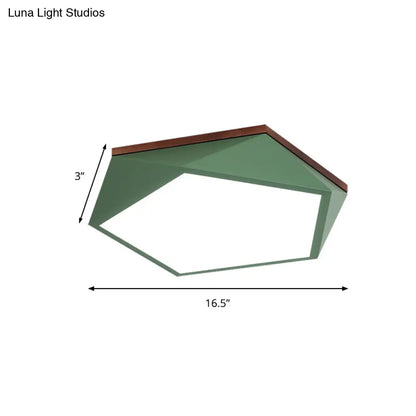 DecorBites™ DecorBites™ Minimalist Metal Green LED Flush Mount Ceiling Light with Acrylic Diffuser - 16.5"/20.5" Wide for Living Room