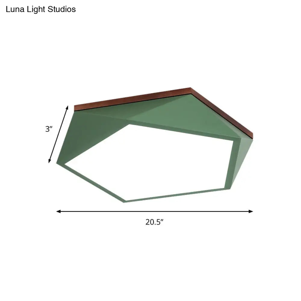 DecorBites™ DecorBites™ Minimalist Metal Green LED Flush Mount Ceiling Light with Acrylic Diffuser - 16.5"/20.5" Wide for Living Room