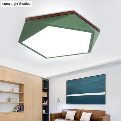 DecorBites™ DecorBites™ Minimalist Metal Green LED Flush Mount Ceiling Light with Acrylic Diffuser - 16.5"/20.5" Wide for Living Room
