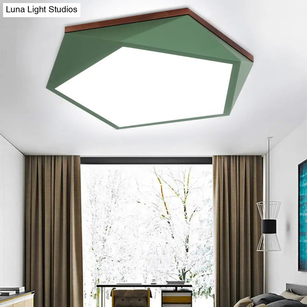 DecorBites™ DecorBites™ Minimalist Metal Green LED Flush Mount Ceiling Light with Acrylic Diffuser - 16.5"/20.5" Wide for Living Room