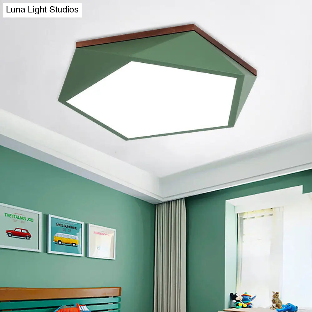 DecorBites™ DecorBites™ Minimalist Metal Green LED Flush Mount Ceiling Light with Acrylic Diffuser - 16.5"/20.5" Wide for Living Room