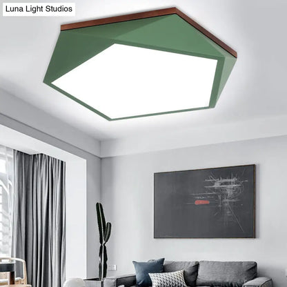 DecorBites™ DecorBites™ Minimalist Metal Green LED Flush Mount Ceiling Light with Acrylic Diffuser - 16.5"/20.5" Wide for Living Room