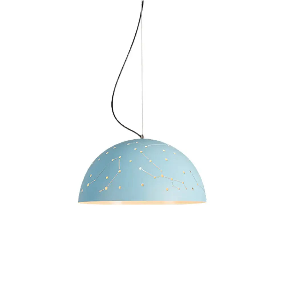 Minimalist Metal Hanging Ceiling Light - 1-Light Semisphere Pendant Lamp - Blue/Green/Yellow