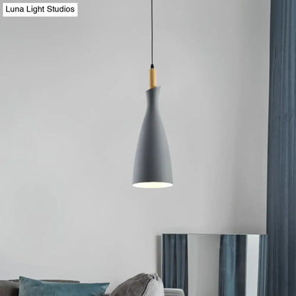 Minimalist Metal Kitchen Pendant Light - Tapered Design, 1 Head, Down Lighting (Black/White/Grey)