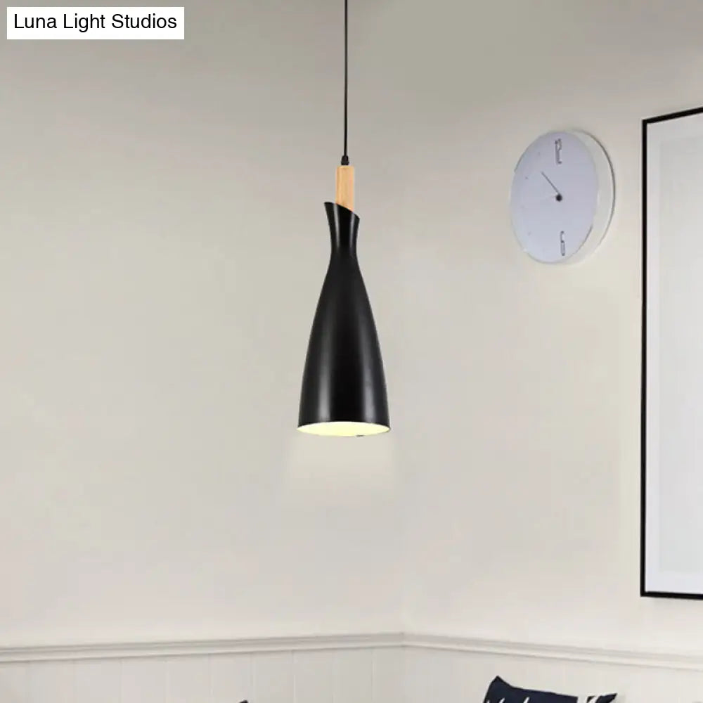 Minimalist Metal Kitchen Pendant Light - Tapered Design, 1 Head, Down Lighting (Black/White/Grey)