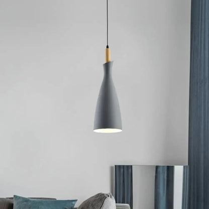 Minimalist Metal Kitchen Pendant Light - Tapered Design, 1 Head, Down Lighting (Black/White/Grey)