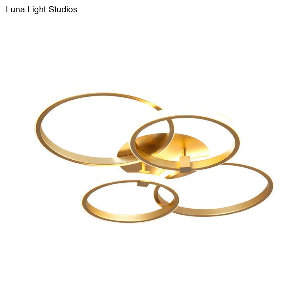 DecorBites™ DecorBites™ Minimalist Metal LED Ceiling Light in Gold - Multi-Shape & 2/4 Lights - Semi Flush Mount Fixture