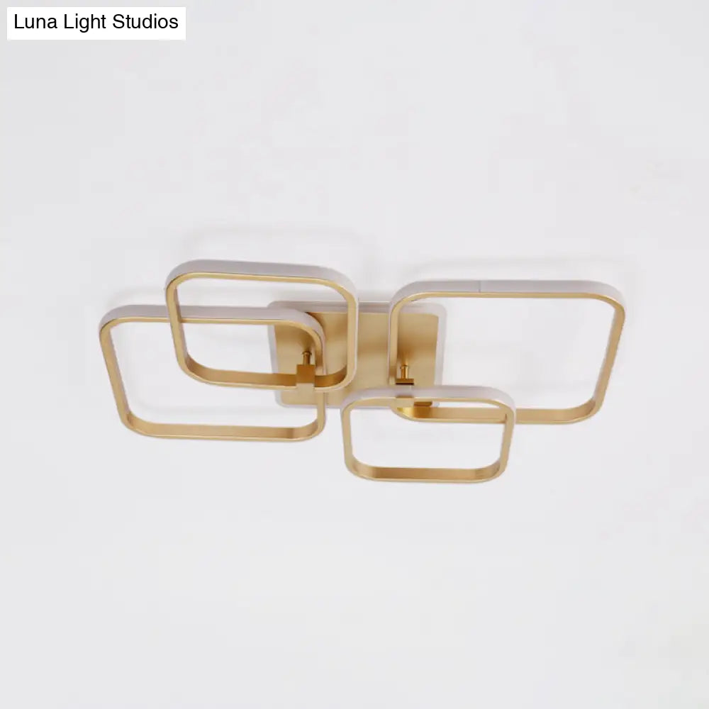 DecorBites™ DecorBites™ Minimalist Metal LED Ceiling Light in Gold - Multi-Shape & 2/4 Lights - Semi Flush Mount Fixture