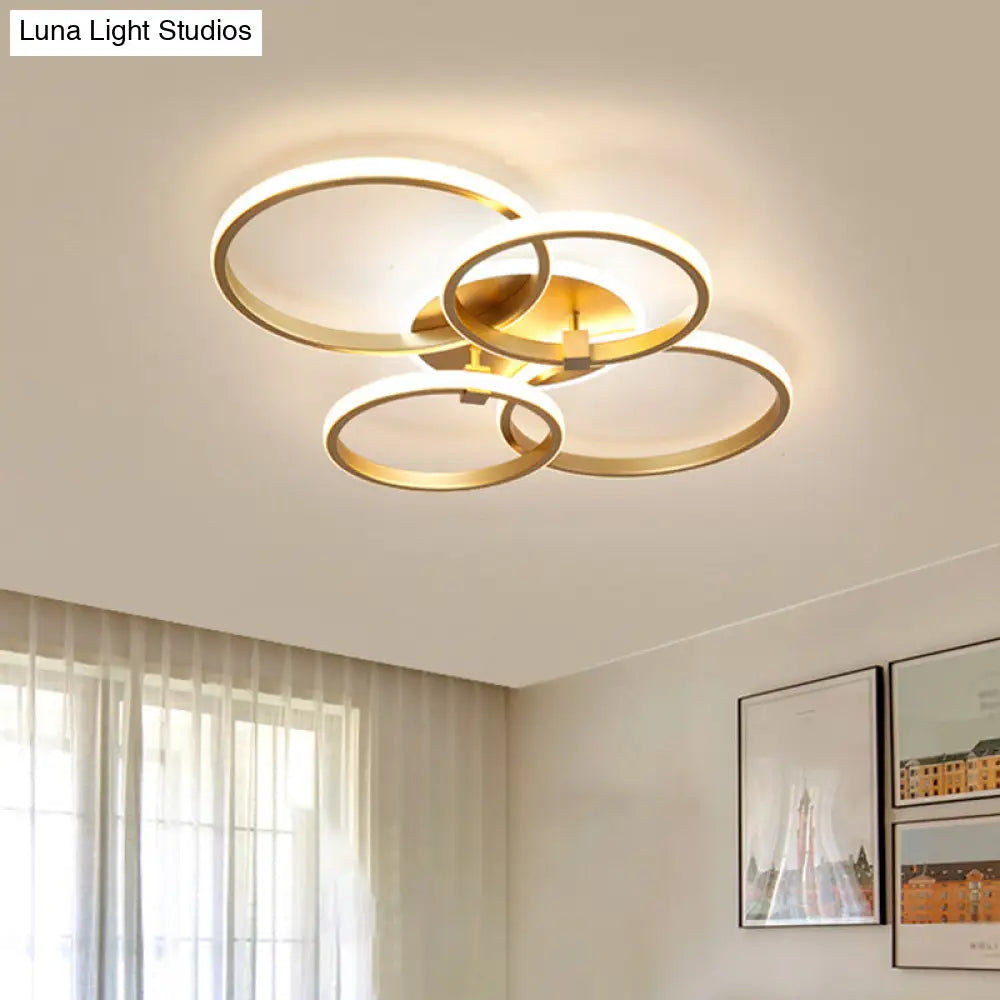 DecorBites™ DecorBites™ Minimalist Metal LED Ceiling Light in Gold - Multi-Shape & 2/4 Lights - Semi Flush Mount Fixture