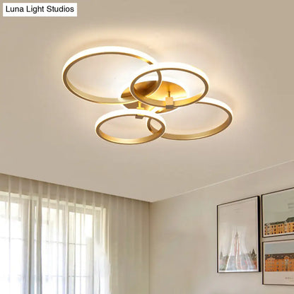 DecorBites™ DecorBites™ Minimalist Metal LED Ceiling Light in Gold - Multi-Shape & 2/4 Lights - Semi Flush Mount Fixture