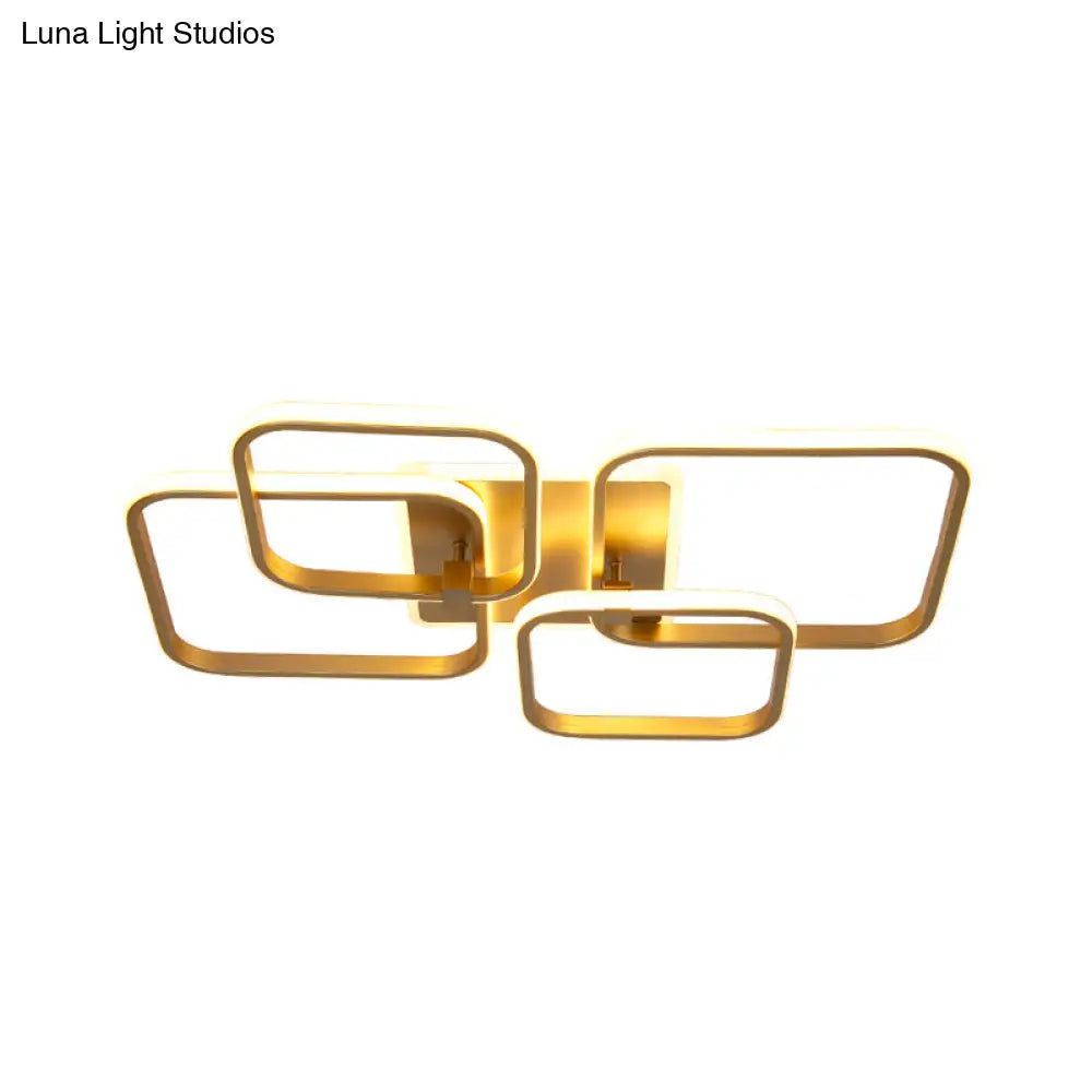 DecorBites™ DecorBites™ Minimalist Metal LED Ceiling Light in Gold - Multi-Shape & 2/4 Lights - Semi Flush Mount Fixture