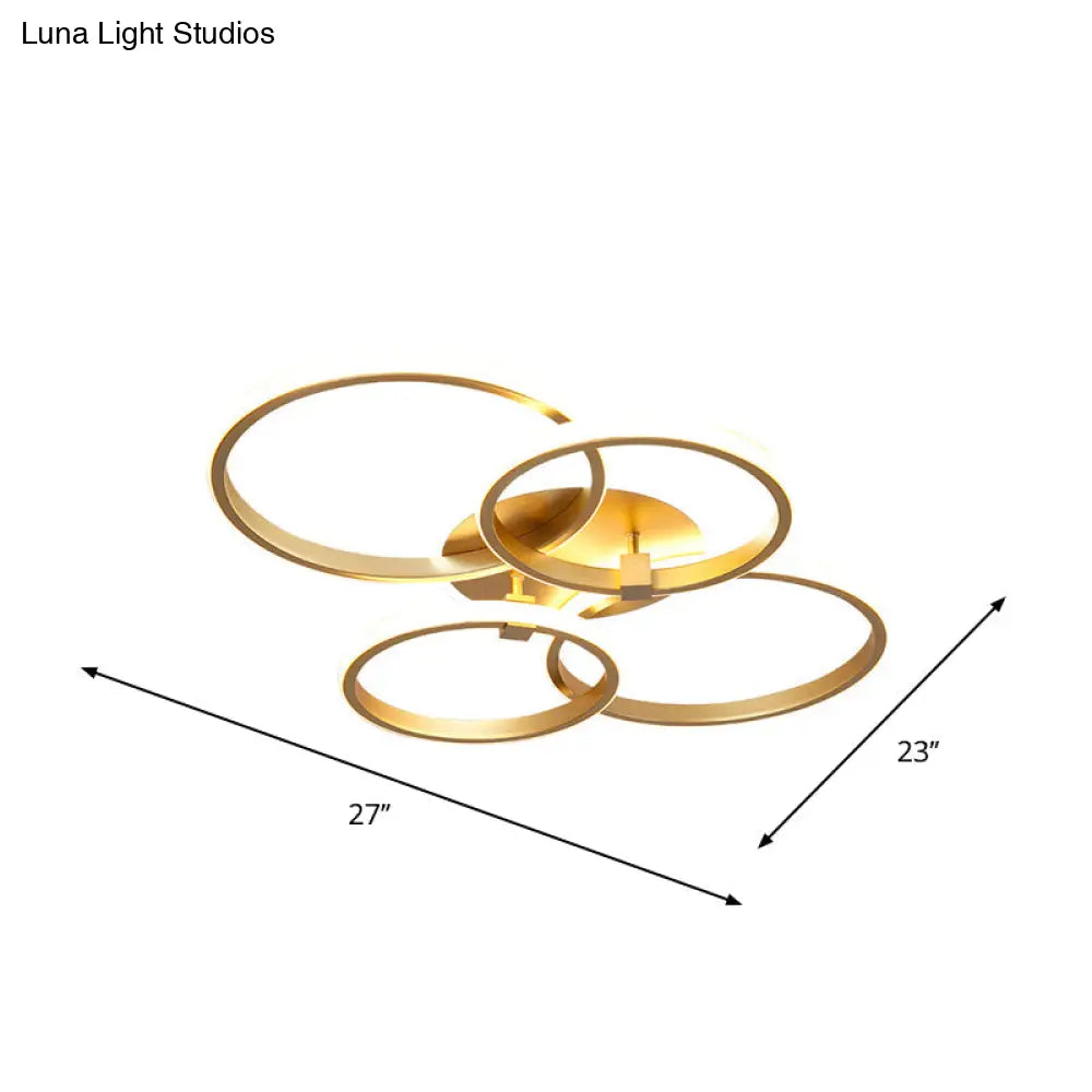 DecorBites™ DecorBites™ Minimalist Metal LED Ceiling Light in Gold - Multi-Shape & 2/4 Lights - Semi Flush Mount Fixture