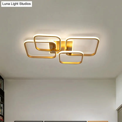 DecorBites™ DecorBites™ Minimalist Metal LED Ceiling Light in Gold - Multi-Shape & 2/4 Lights - Semi Flush Mount Fixture