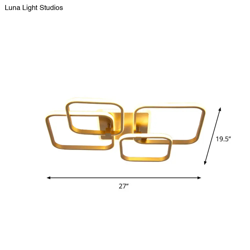 DecorBites™ DecorBites™ Minimalist Metal LED Ceiling Light in Gold - Multi-Shape & 2/4 Lights - Semi Flush Mount Fixture