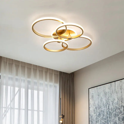 DecorBites™ DecorBites™ Minimalist Metal LED Ceiling Light in Gold - Multi-Shape & 2/4 Lights - Semi Flush Mount Fixture