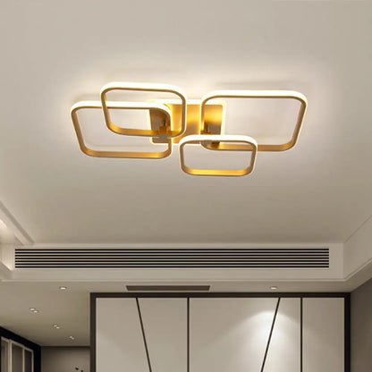 DecorBites™ DecorBites™ Minimalist Metal LED Ceiling Light in Gold - Multi-Shape & 2/4 Lights - Semi Flush Mount Fixture