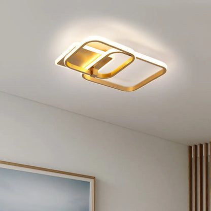 DecorBites™ DecorBites™ Minimalist Metal LED Ceiling Light in Gold - Multi-Shape & 2/4 Lights - Semi Flush Mount Fixture