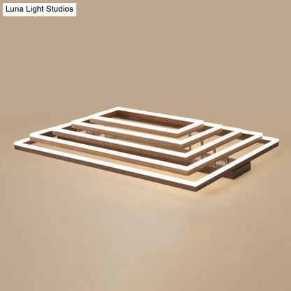 DecorBites™ DecorBites™ Minimalist Metal LED Flush Mount Ceiling Light with Multi-Tiered Rectangle Design for Living Room in Brown