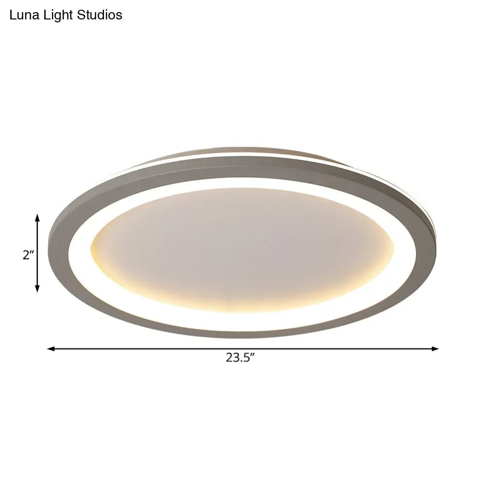 DecorBites™ DecorBites™ Minimalist Metal LED Grey Flush Mount Light with Acrylic Diffuser in White/Warm Light, 10"/14.5"/19" Wide