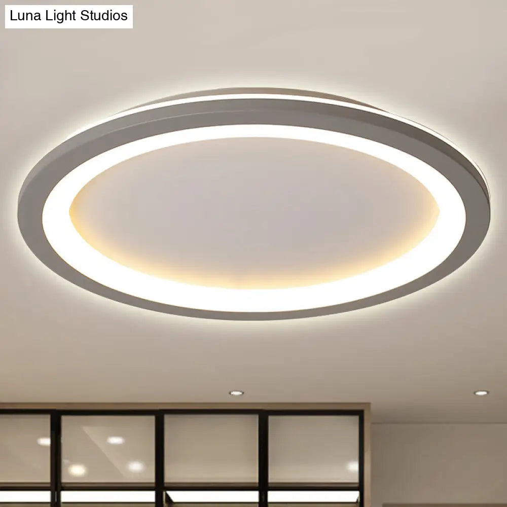 DecorBites™ DecorBites™ Minimalist Metal LED Grey Flush Mount Light with Acrylic Diffuser in White/Warm Light, 10"/14.5"/19" Wide