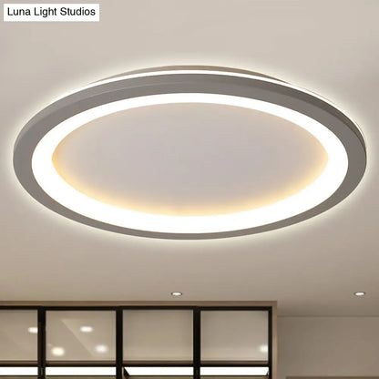 DecorBites™ DecorBites™ Minimalist Metal LED Grey Flush Mount Light with Acrylic Diffuser in White/Warm Light, 10"/14.5"/19" Wide