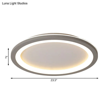 DecorBites™ DecorBites™ Minimalist Metal LED Grey Flush Mount Light with Acrylic Diffuser in White/Warm Light, 10"/14.5"/19" Wide