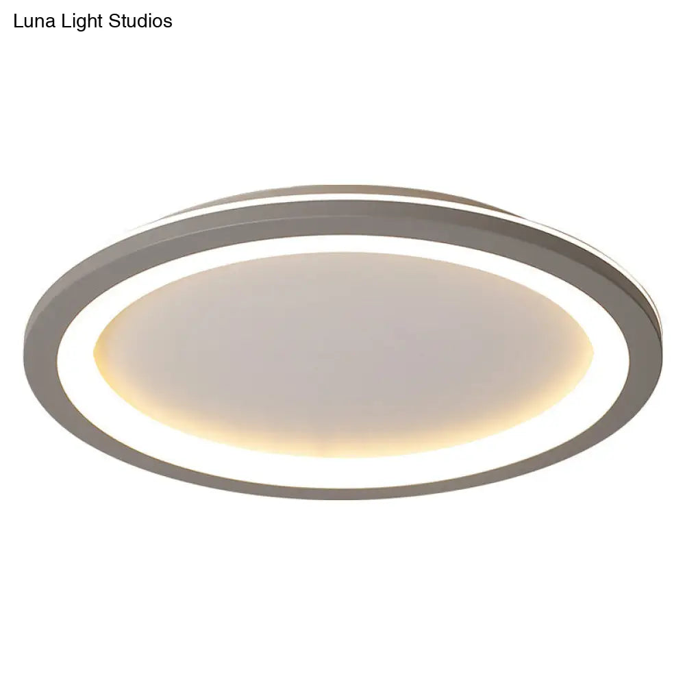 DecorBites™ DecorBites™ Minimalist Metal LED Grey Flush Mount Light with Acrylic Diffuser in White/Warm Light, 10"/14.5"/19" Wide