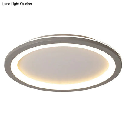 DecorBites™ DecorBites™ Minimalist Metal LED Grey Flush Mount Light with Acrylic Diffuser in White/Warm Light, 10"/14.5"/19" Wide