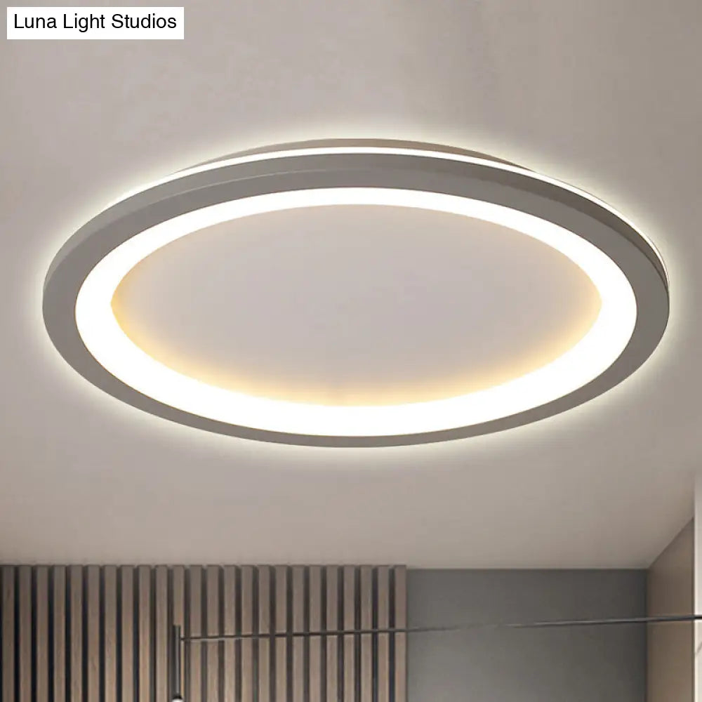 DecorBites™ DecorBites™ Minimalist Metal LED Grey Flush Mount Light with Acrylic Diffuser in White/Warm Light, 10"/14.5"/19" Wide