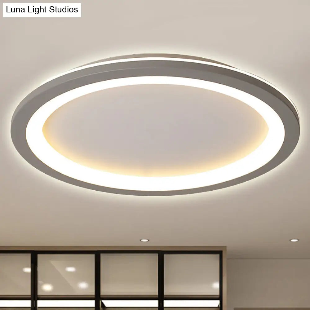 DecorBites™ DecorBites™ Minimalist Metal LED Grey Flush Mount Light with Acrylic Diffuser in White/Warm Light, 10"/14.5"/19" Wide