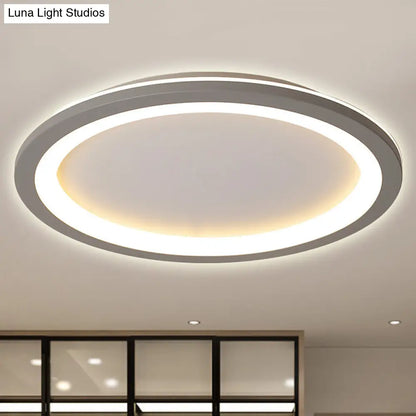 DecorBites™ DecorBites™ Minimalist Metal LED Grey Flush Mount Light with Acrylic Diffuser in White/Warm Light, 10"/14.5"/19" Wide