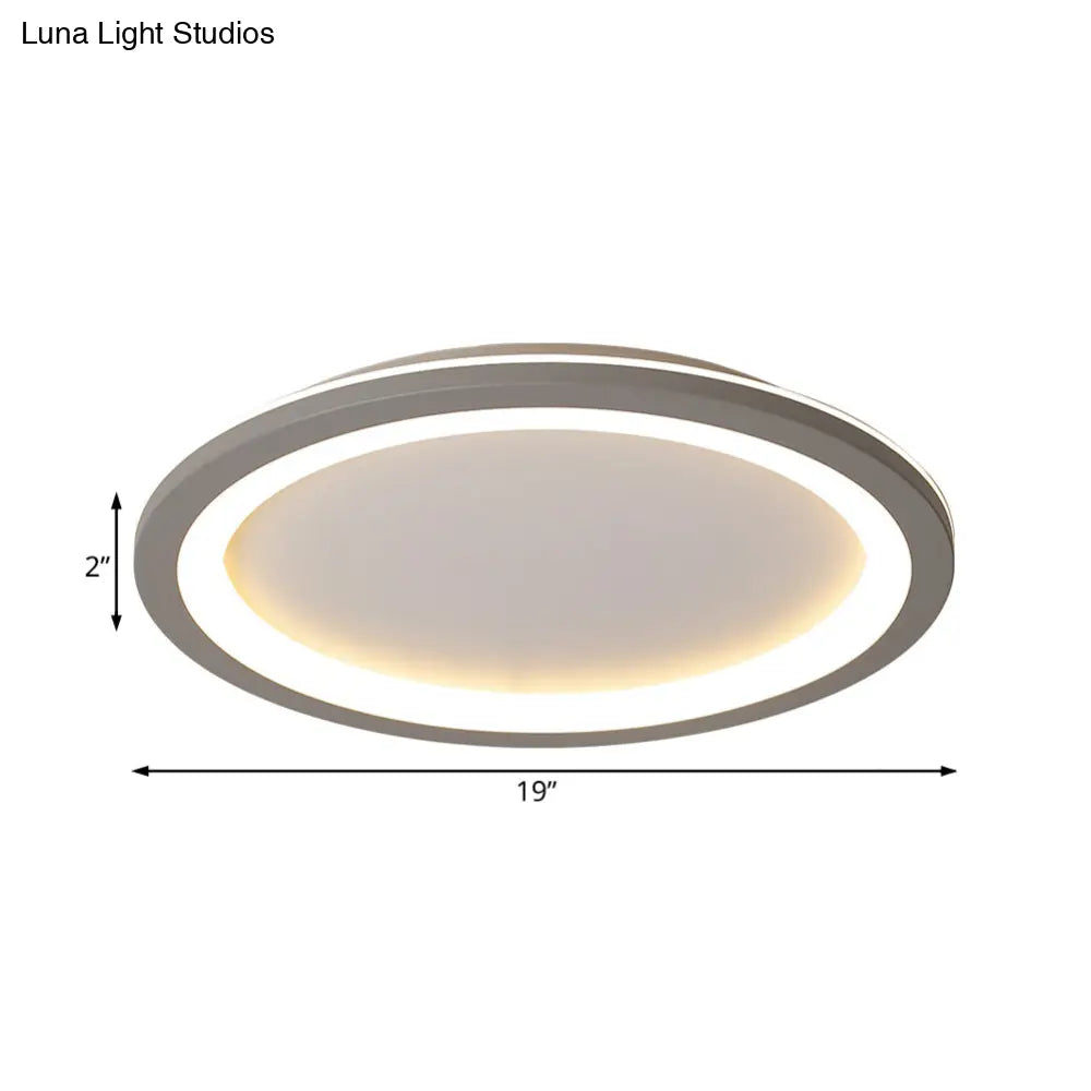 DecorBites™ DecorBites™ Minimalist Metal LED Grey Flush Mount Light with Acrylic Diffuser in White/Warm Light, 10"/14.5"/19" Wide