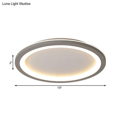 DecorBites™ DecorBites™ Minimalist Metal LED Grey Flush Mount Light with Acrylic Diffuser in White/Warm Light, 10"/14.5"/19" Wide