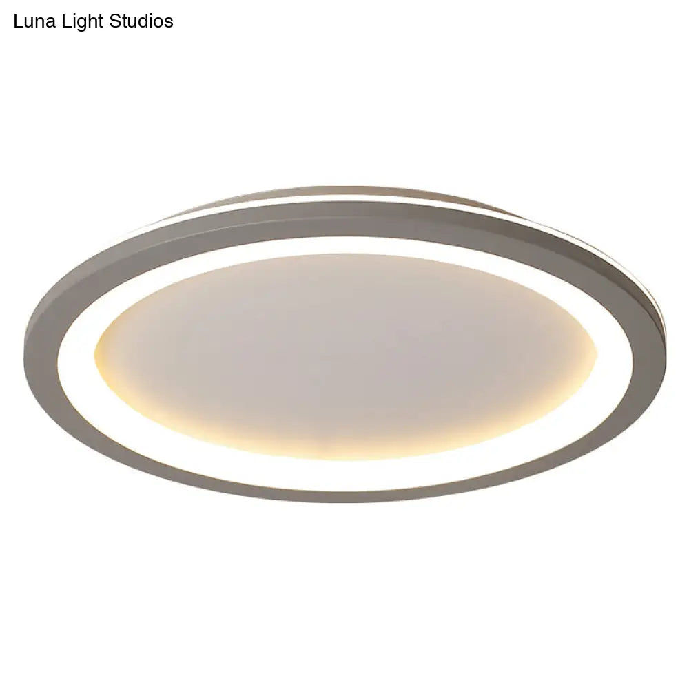 DecorBites™ DecorBites™ Minimalist Metal LED Grey Flush Mount Light with Acrylic Diffuser in White/Warm Light, 10"/14.5"/19" Wide