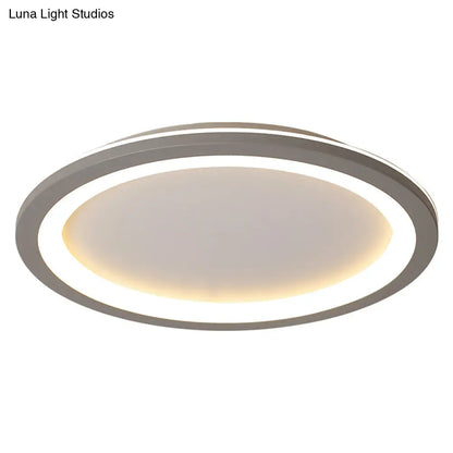 DecorBites™ DecorBites™ Minimalist Metal LED Grey Flush Mount Light with Acrylic Diffuser in White/Warm Light, 10"/14.5"/19" Wide