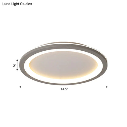 DecorBites™ DecorBites™ Minimalist Metal LED Grey Flush Mount Light with Acrylic Diffuser in White/Warm Light, 10"/14.5"/19" Wide