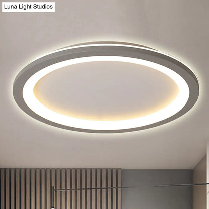 DecorBites™ DecorBites™ Minimalist Metal LED Grey Flush Mount Light with Acrylic Diffuser in White/Warm Light, 10"/14.5"/19" Wide