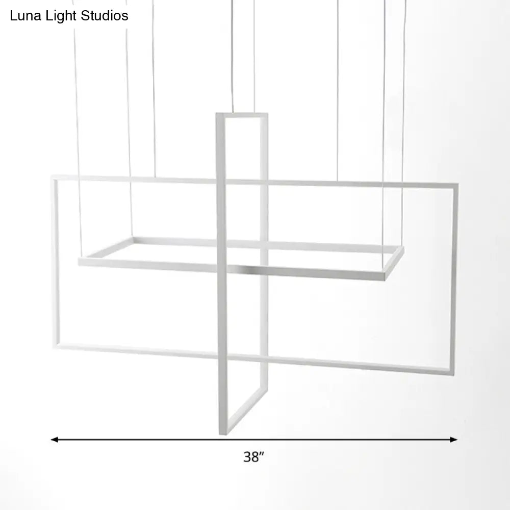 Kit de lámpara colgante LED minimalista de metal - Forma rectangular, blanca, 23,5"/31,5"/38" de ancho, luz cálida/blanca/natural