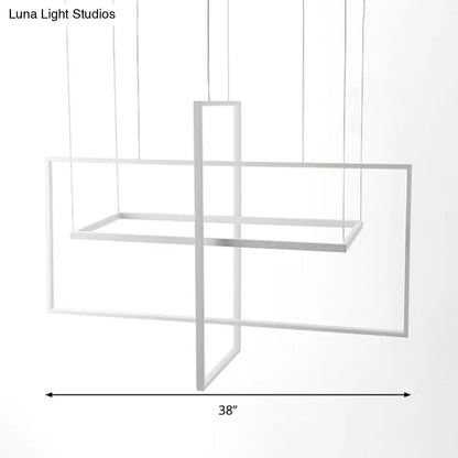 Kit de lámpara colgante LED minimalista de metal - Forma rectangular, blanca, 23,5"/31,5"/38" de ancho, luz cálida/blanca/natural