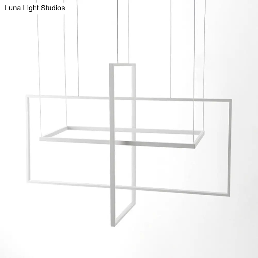 Kit de lámpara colgante LED minimalista de metal - Forma rectangular, blanca, 23,5"/31,5"/38" de ancho, luz cálida/blanca/natural