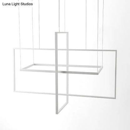Kit de lámpara colgante LED minimalista de metal - Forma rectangular, blanca, 23,5"/31,5"/38" de ancho, luz cálida/blanca/natural
